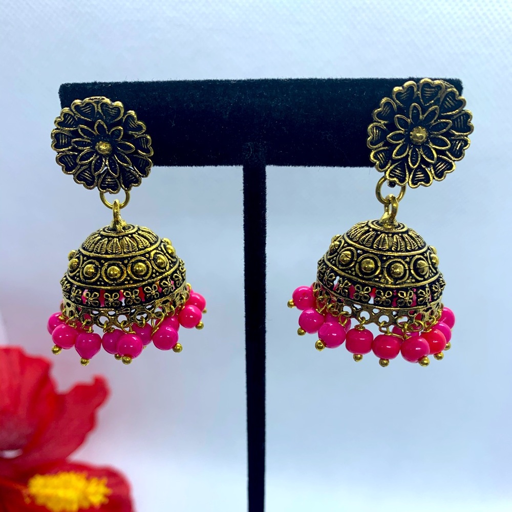 Pink Rajasthani Jhumki (Earrings)